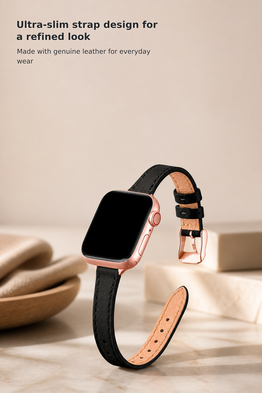 Women’s Slim Genuine Leather Band Compatible with Apple Watch