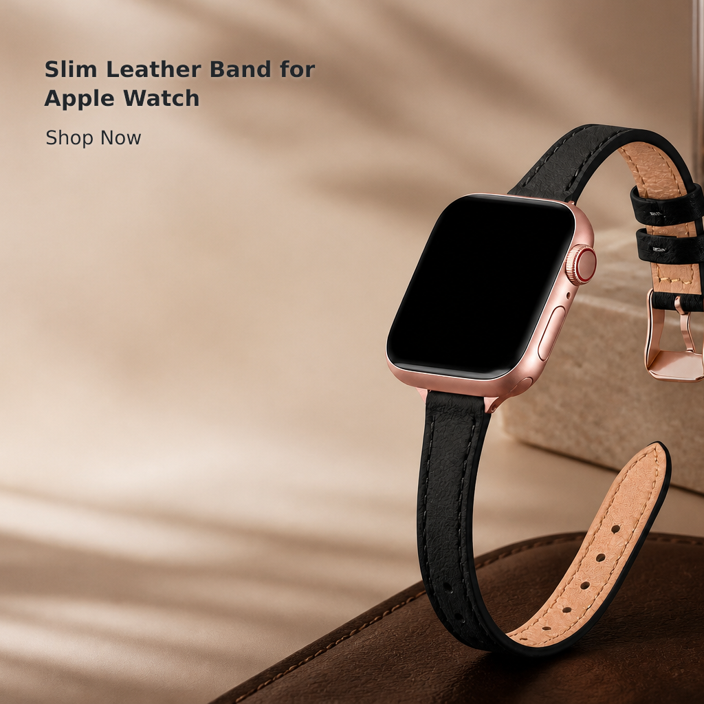 Women’s Slim Genuine Leather Band Compatible with Apple Watch