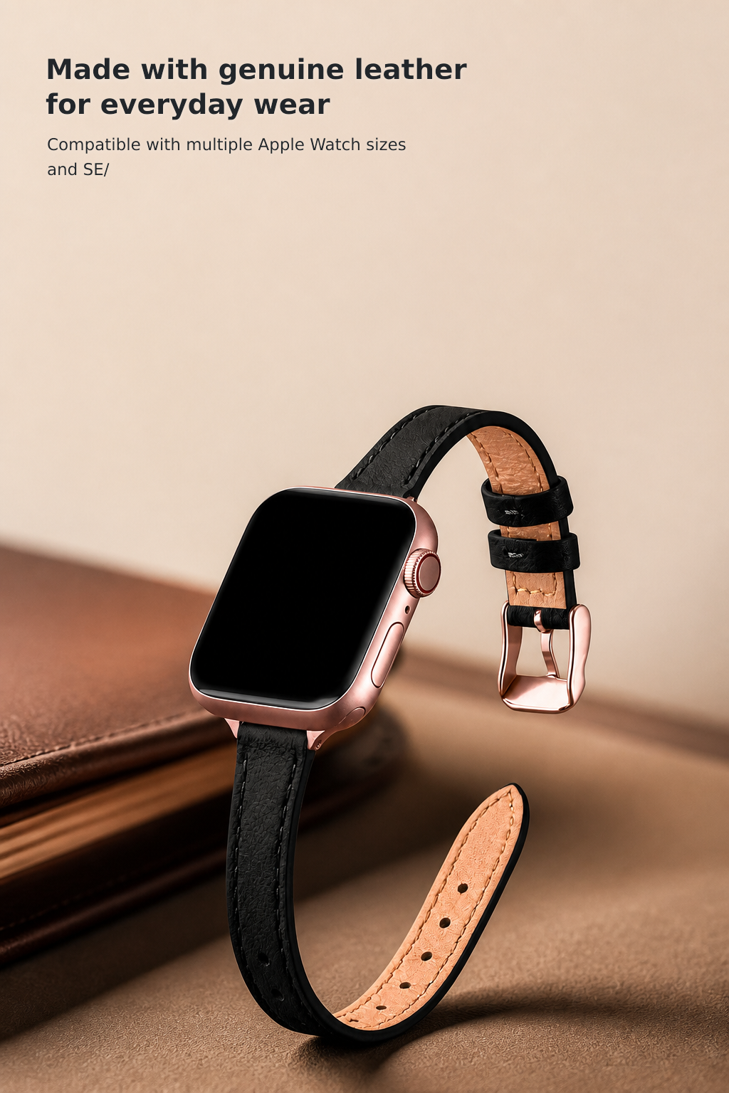 Women’s Slim Genuine Leather Band Compatible with Apple Watch