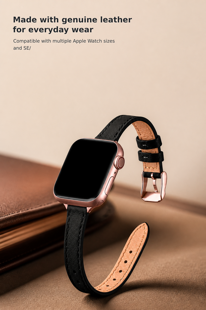 Women’s Slim Genuine Leather Band Compatible with Apple Watch
