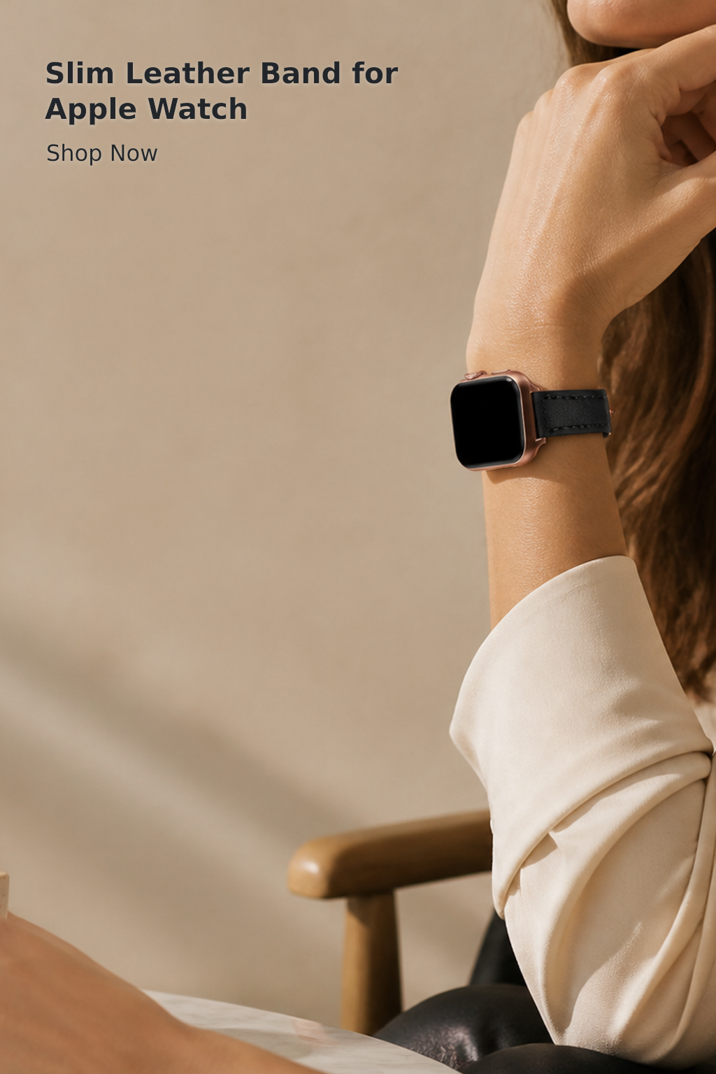 Women’s Slim Genuine Leather Band Compatible with Apple Watch